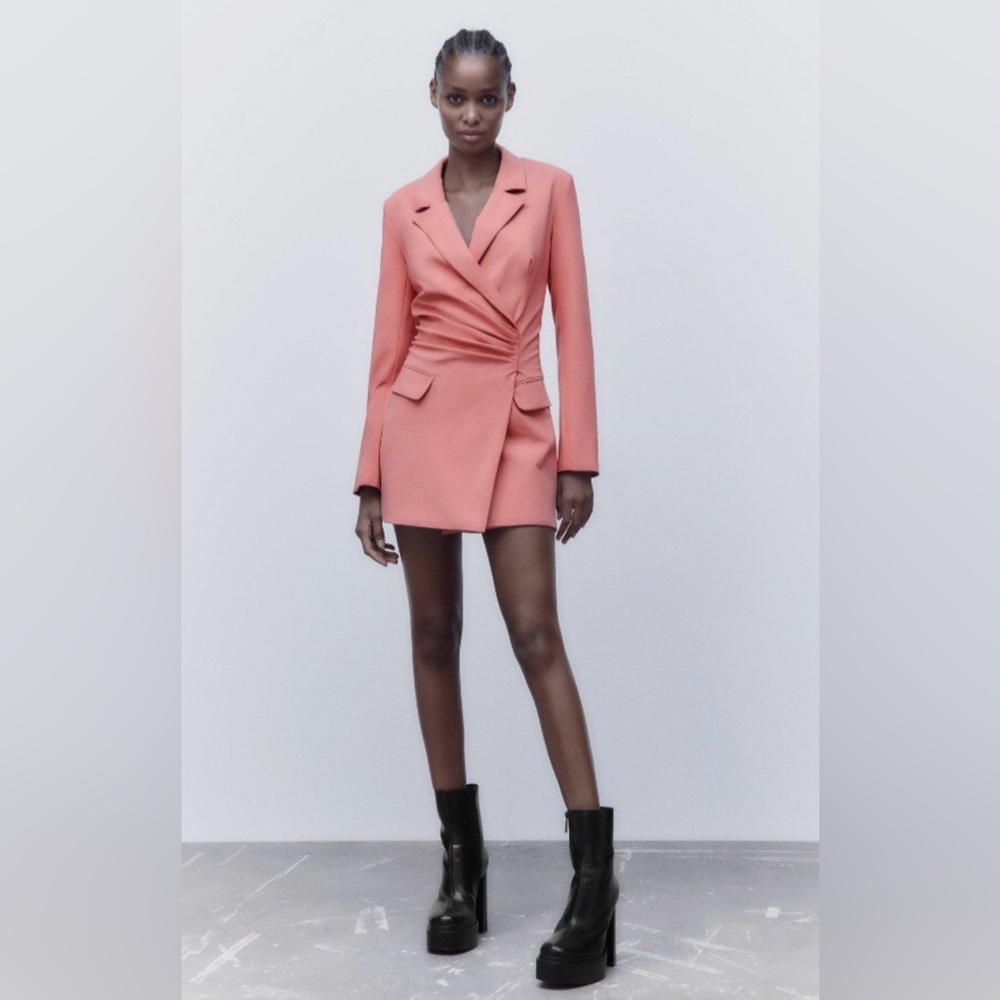 Zara Blazer Dress Size L Rose‎ Pink